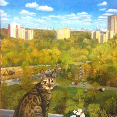 кошка на подоконнике