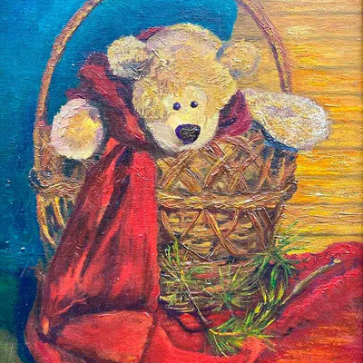 мишка в корзине 