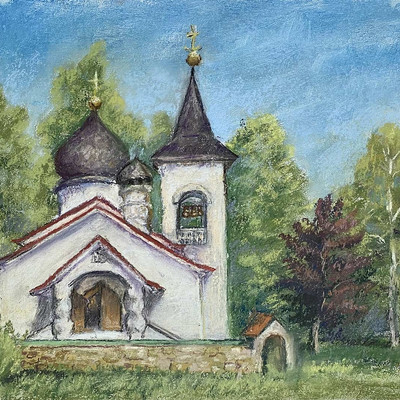 Моисеенко Елена, 4 ступень, «Церковь Св. Троицы в селе Бёхово», картон/пастель