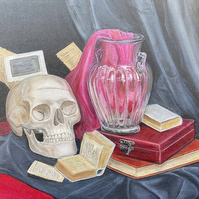 Першина Елена, 3 ступень, серия работ, «На черном. Розовый акцент», холст/масло